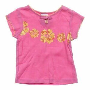 Carter's Kids 4T girls tee shirt glittery flowers Pink Orange Short Sleeve NEW